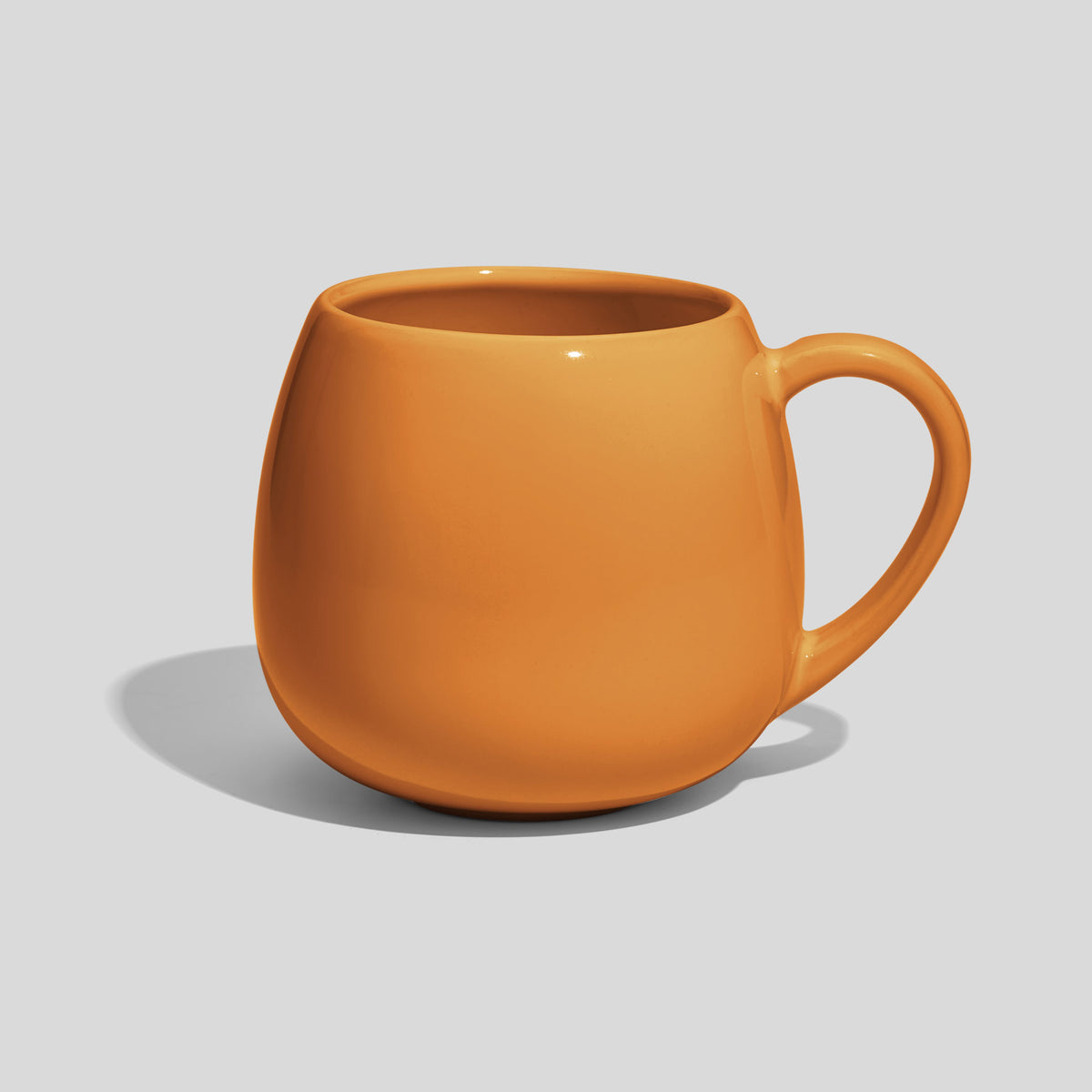 Rundbauchige Keramiktasse 420 ml mit schlankem Henkel – Senfgelb