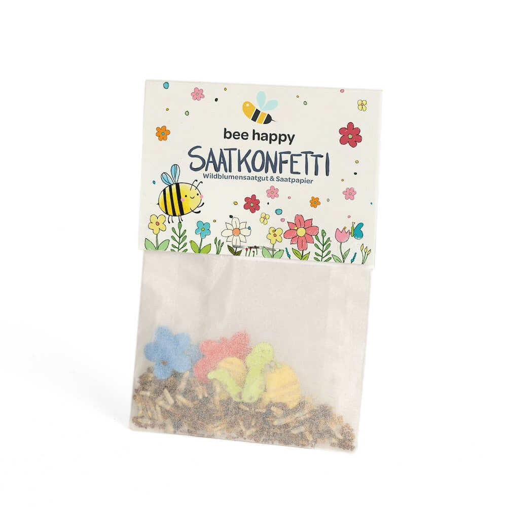 Saatkonfetti im Pergamintütchen mit bedrucktem Header