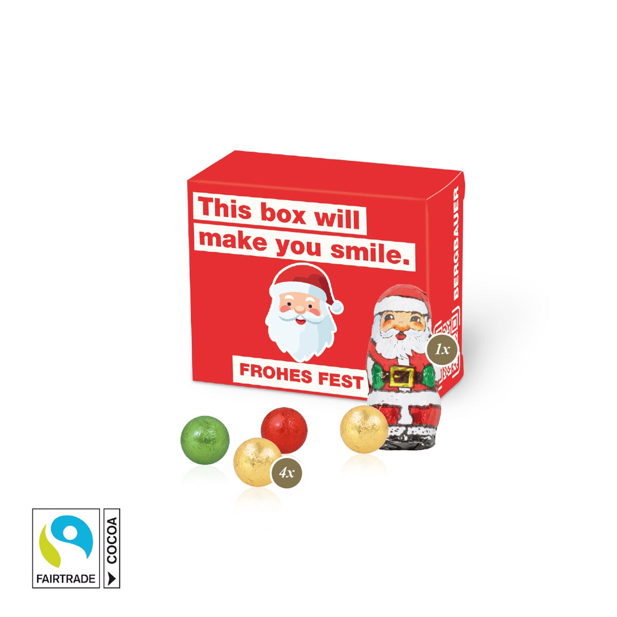 Santa Werbebox mit Fairtrade Schokolade