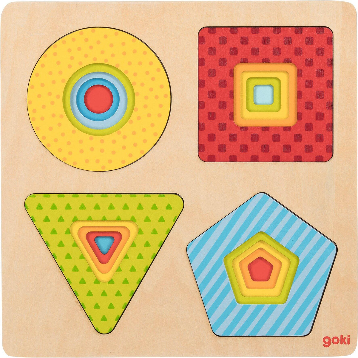 Schichtenpuzzle Formen mit Kreis, Quadrat, Dreieck und Fünfeck – Ansicht