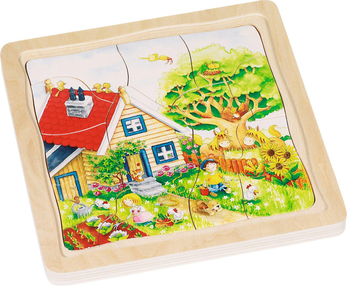 Schichtenpuzzle Jahreszeiten mit Haus und Garten, 54 Teile – dritte Ansicht