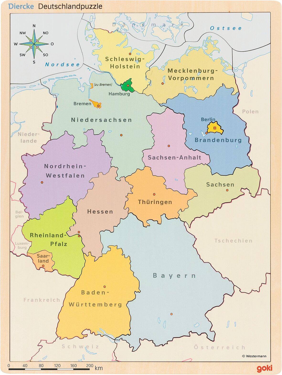 Schichtenpuzzle Landkarte der Bundesländer, 98 Teile, Holz – zweite Ansicht