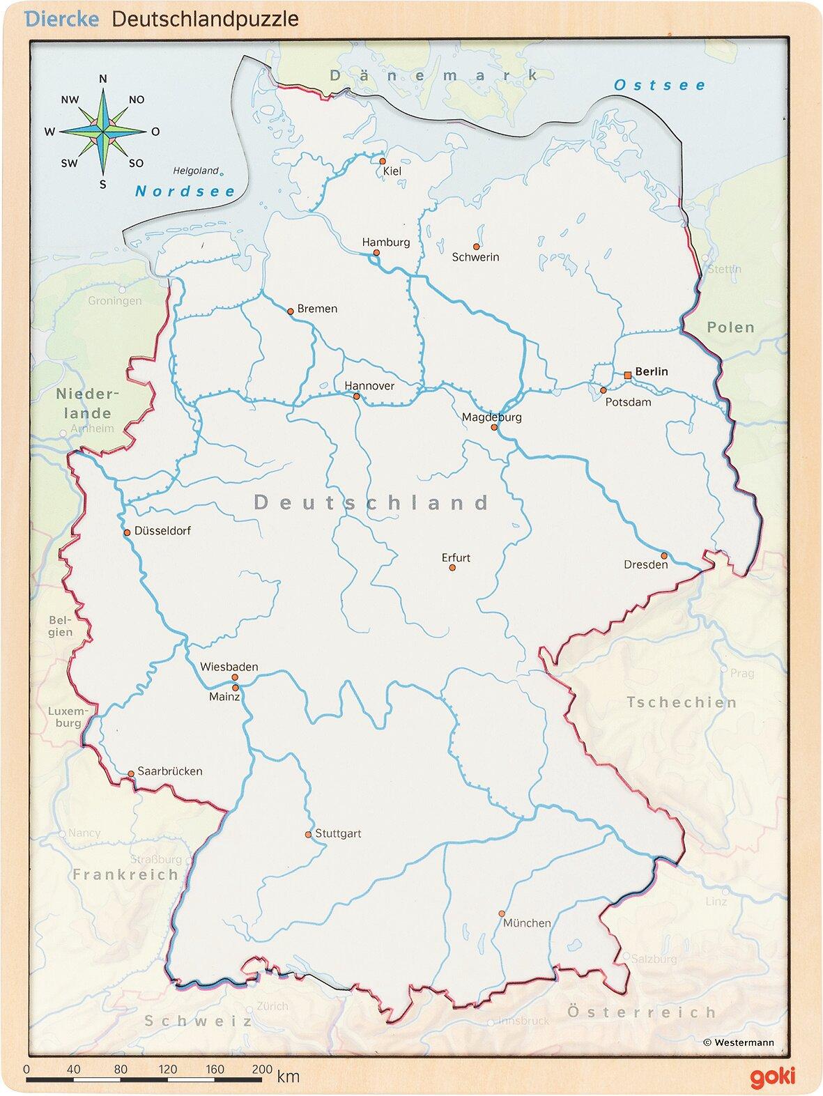 Schichtenpuzzle Landkarte der Bundesländer, 98 Teile, Holz – dritte Ansicht