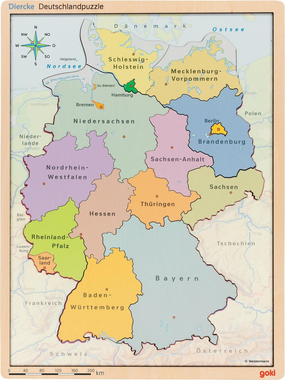 Schichtenpuzzle Landkarte der Bundesländer, 98 Teile, Holz – fünfte Ansicht
