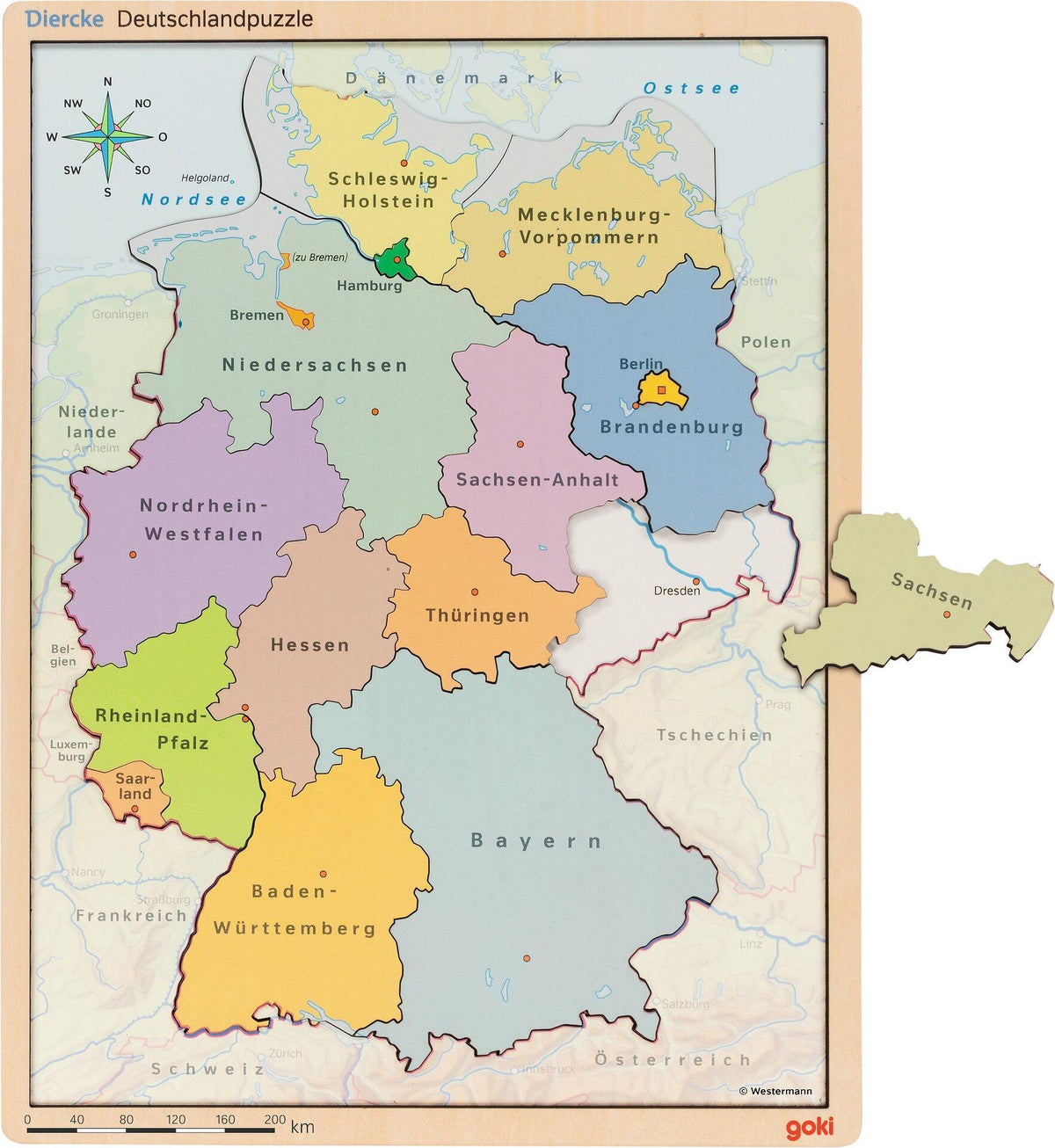 Schichtenpuzzle Landkarte der Bundesländer, 98 Teile, Holz – sechste Ansicht