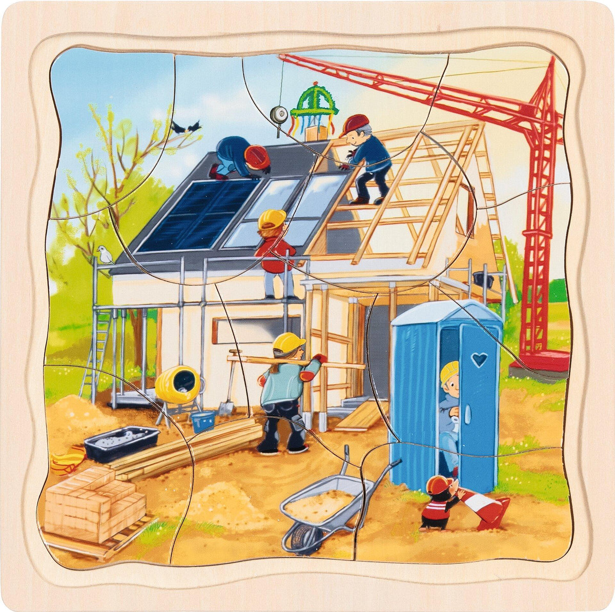 Schichtenpuzzle Wir bauen ein Haus mit 35 Teilen aus Holz – zweite Ansicht
