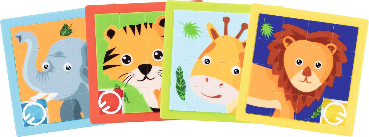 Schiebepuzzle Tierköpfe Elefant Giraffe Löwe, 24er Set