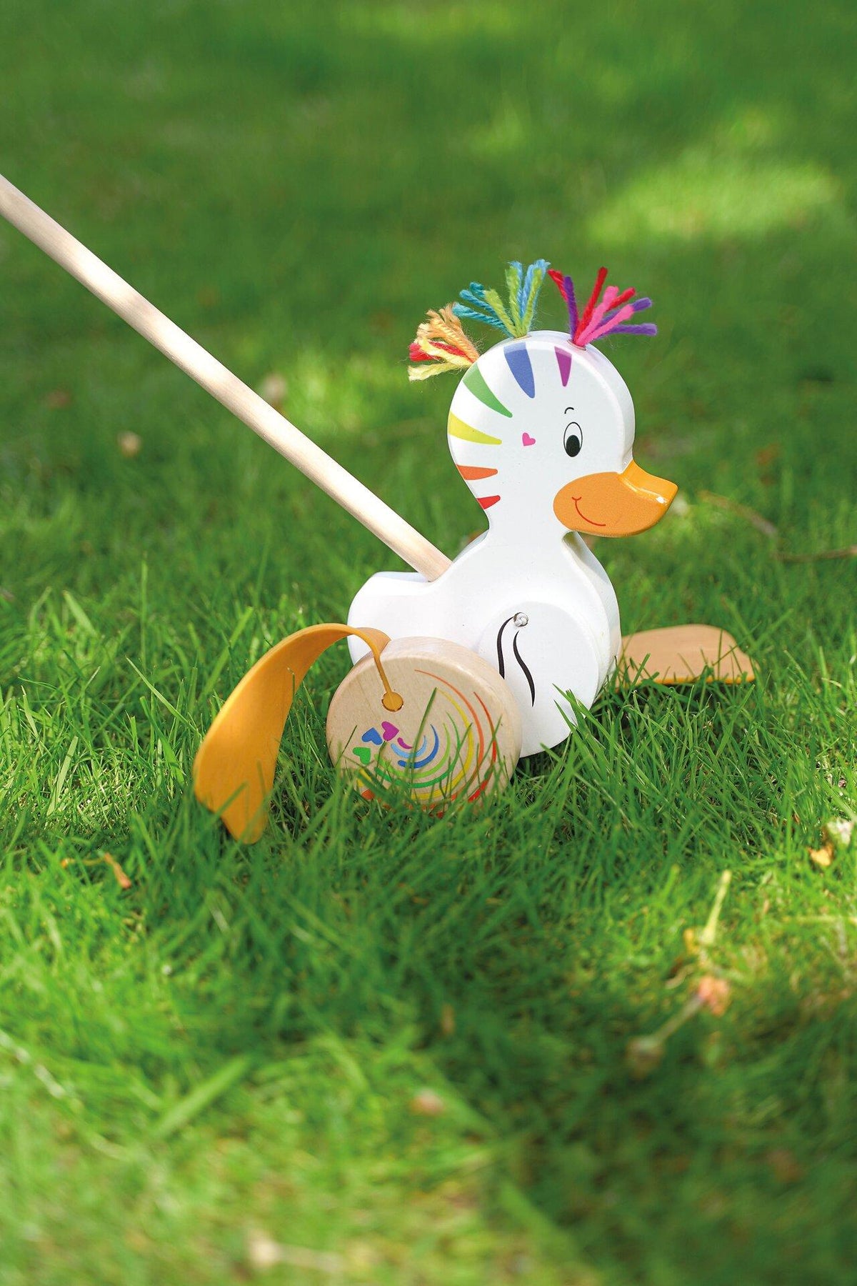 Schiebetier Ente Lou mit Regenbogen Schopf – zweite Ansicht