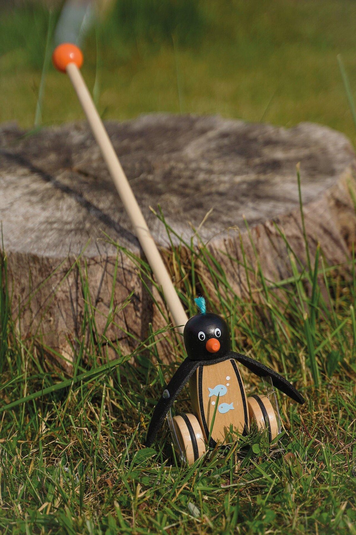 Schiebetier Pinguin Pablo mit Filzflossen und Fischmotiv – Ansicht