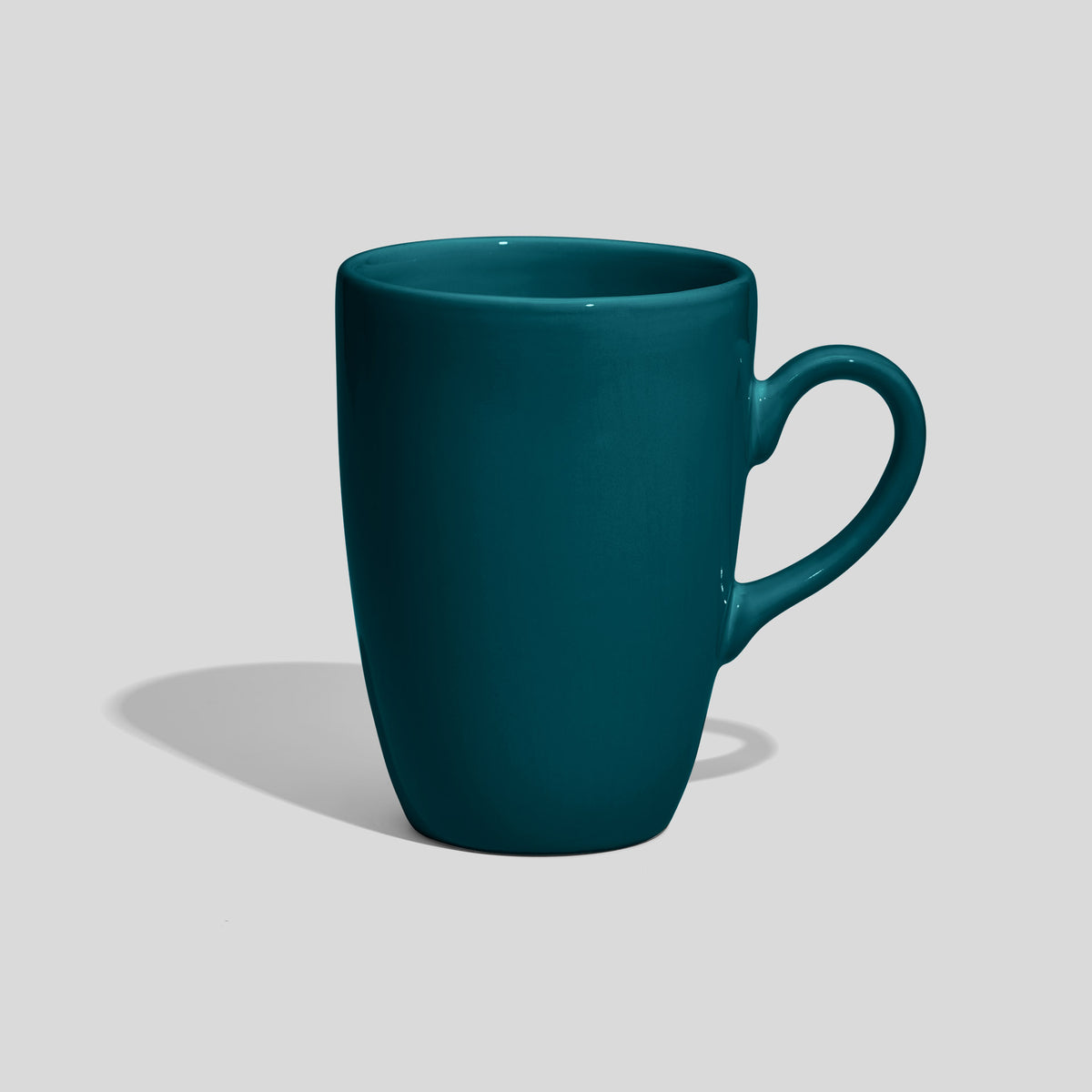 Schlanke Keramiktasse 330 ml mit geschwungenem Henkel – Petrol