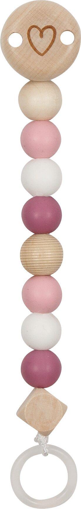 Schnullerkette Herz pink mit Silikonperlen – Ansicht