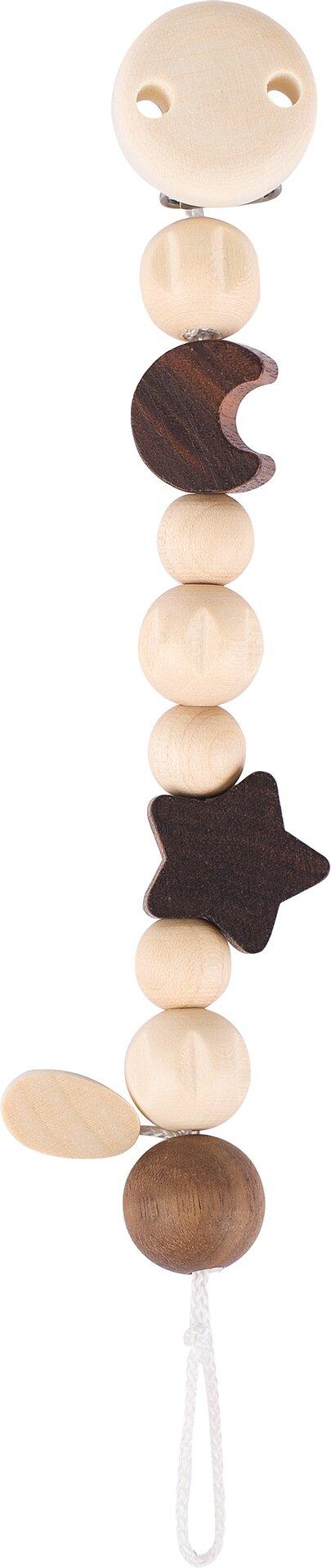 Schnullerkette Mond und Stern in Holzfarben