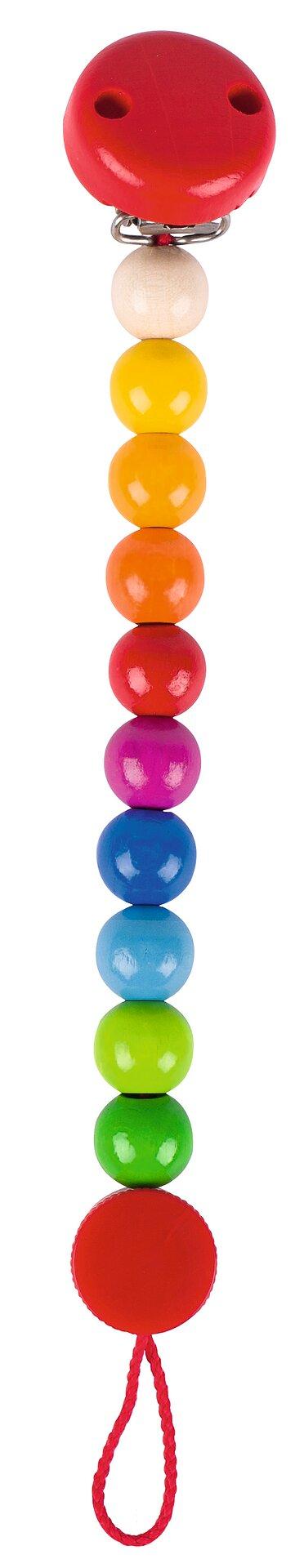 Schnullerkette Regenbogen mit rotem Clip von goki – Ansicht