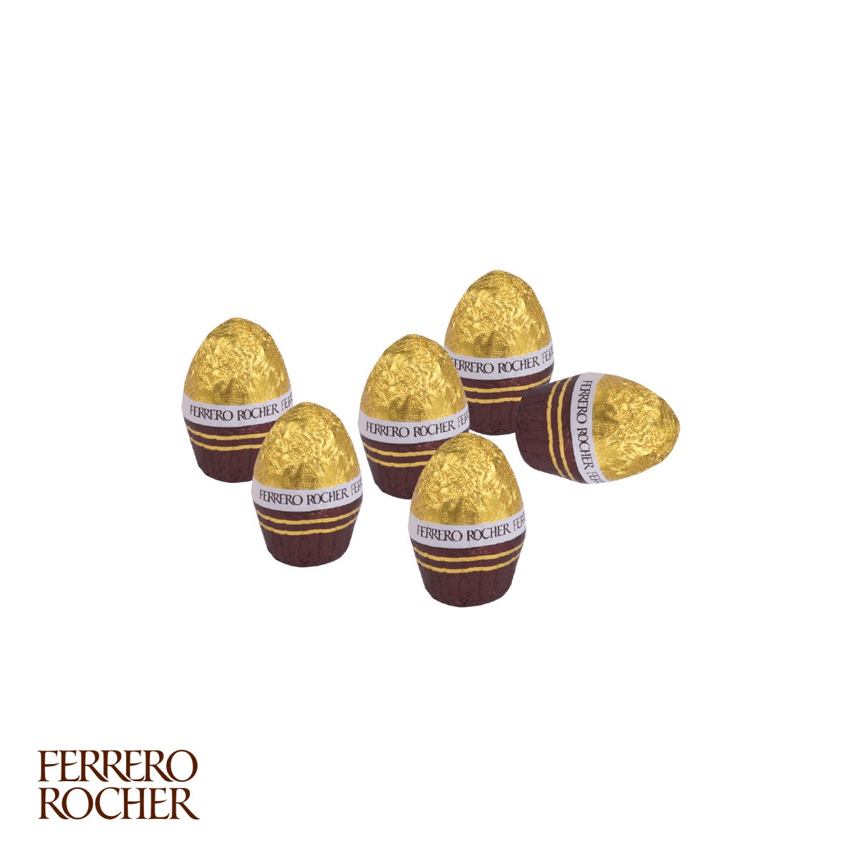 Sechs Ferrero Rocher Ostereier in der geöffneten Kartonage
