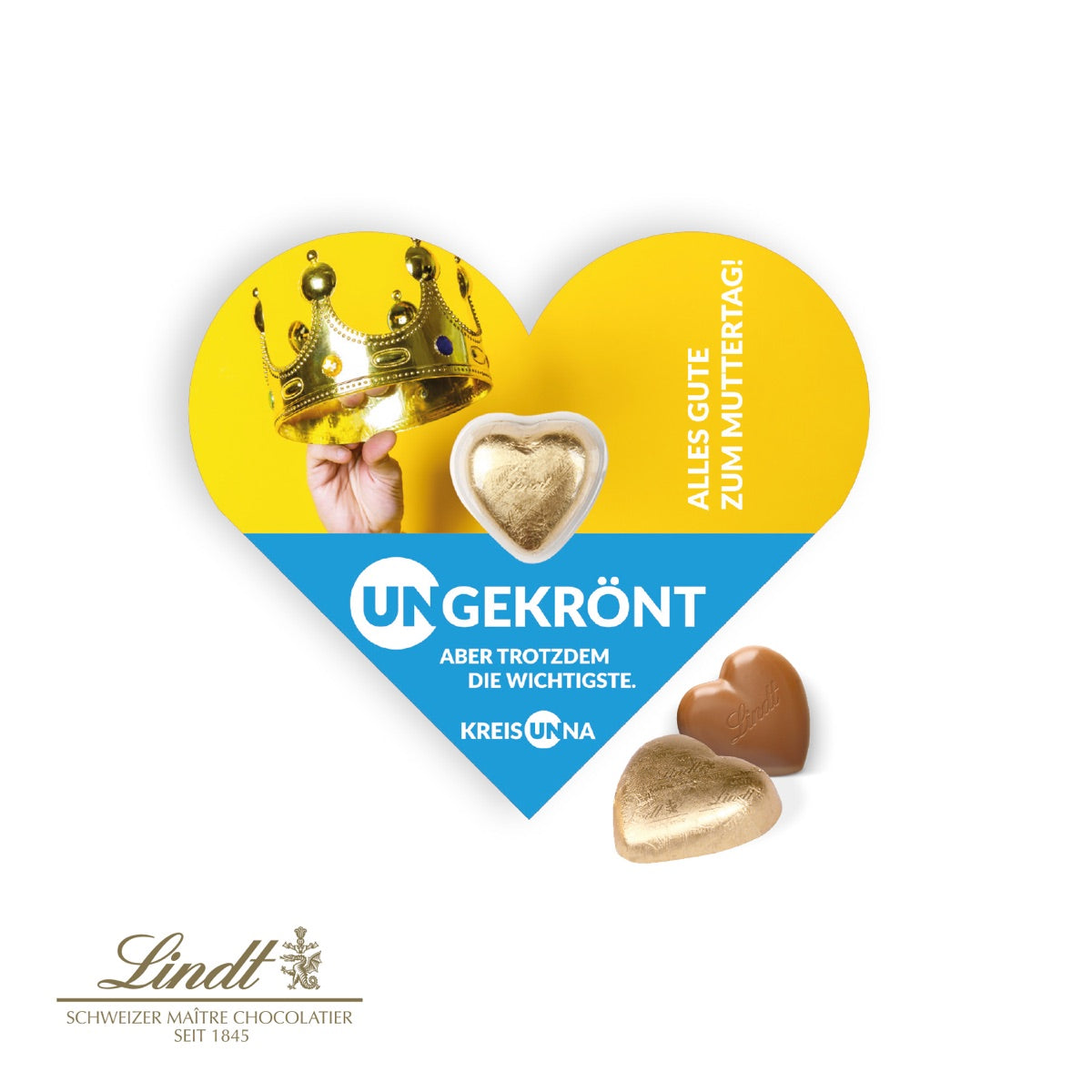 Schokokarte Herz mit Lindt Herz
