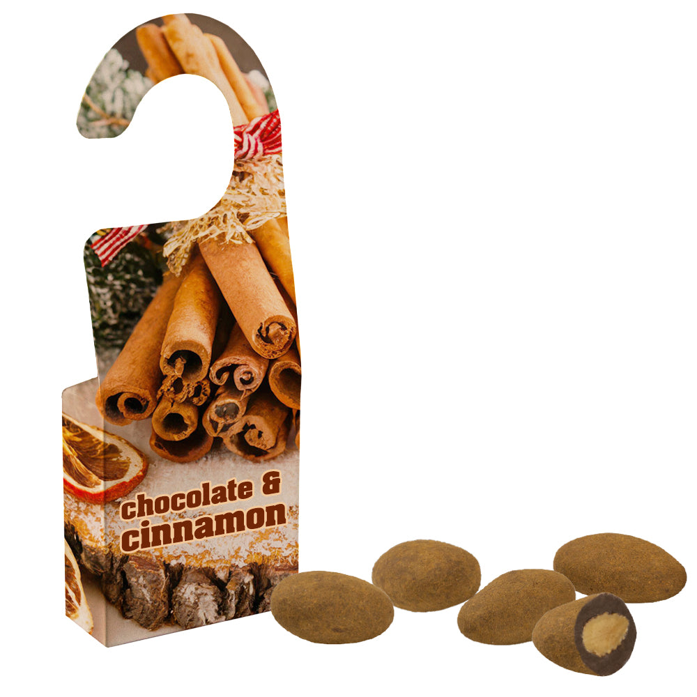 Schokolade und Mandeln in der Türhänger Box – Schokomandeln mit Zimt, ca. 15 g