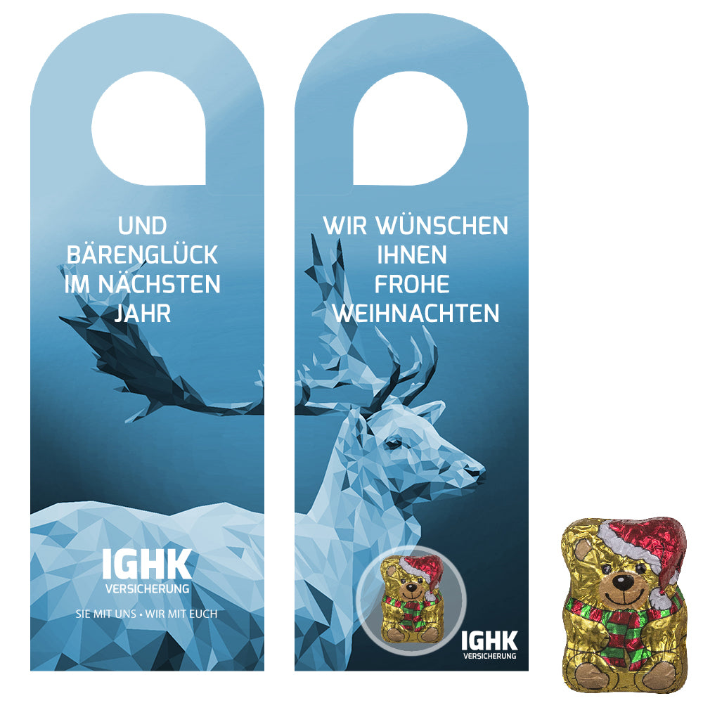 Schokolade und Marzipan am Weihnachtstürhänger – Schoko Weihnachtsbärchen, ca. 7 g