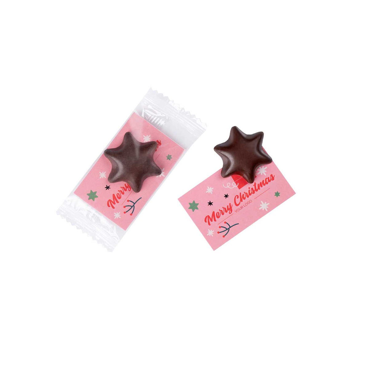 Schokoladenstern zur Weihnachtszeit, Werbekarte