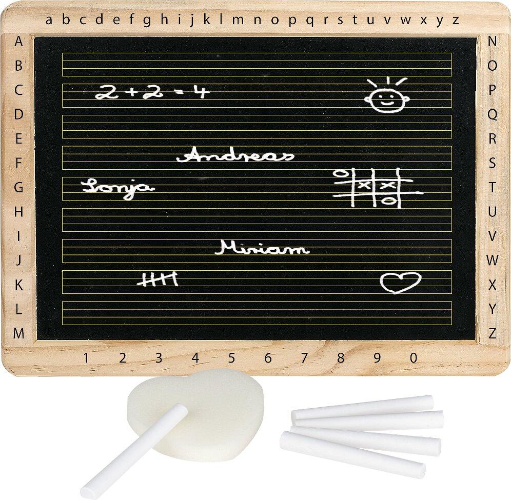 Schreibtafeln aus Holz im 12er Pack mit Schwamm und Kreide