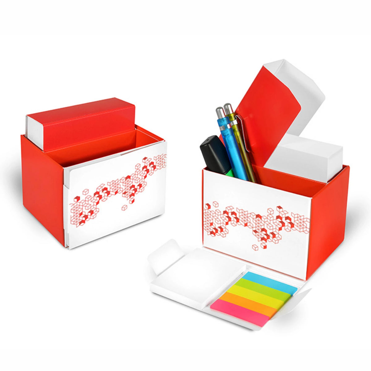 Schreibtischorganizer mit Zettelsatz, Haftnotizen und Markern – Ansicht