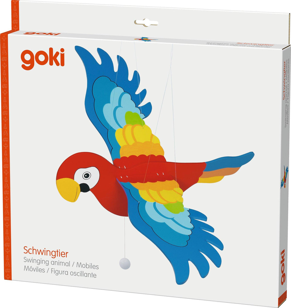 Schwingtier Papagei aus Holz von goki – zweite Ansicht