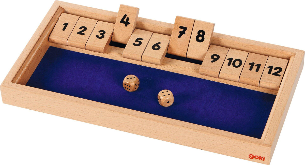 Shut the box Würfelspiel aus Holz im Format 33 x 17 cm