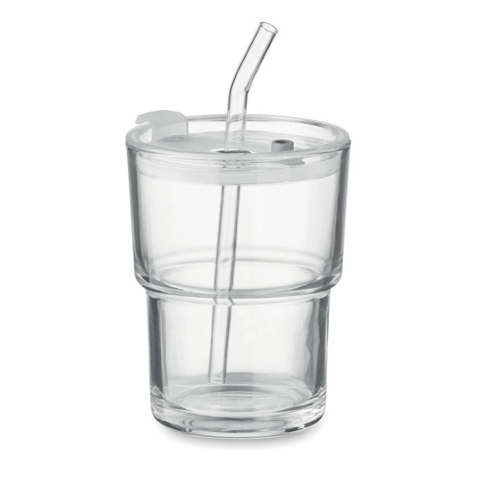 Sip Glasbecher mit Trinkhalm 400ml