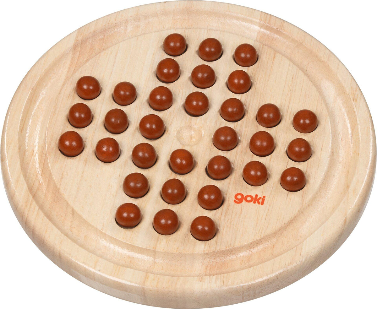 Solitaire Brettspiel mit 33 Holzkugeln, 23 cm Durchmesser