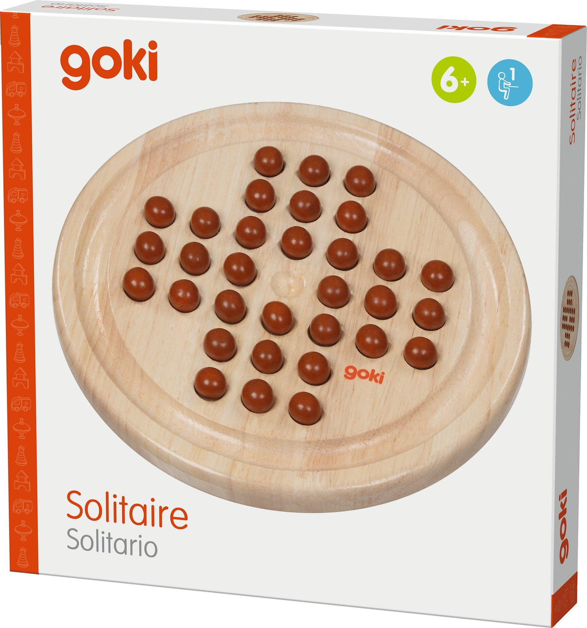 Solitaire Brettspiel mit 33 Holzkugeln, 23 cm Durchmesser – zweite Ansicht