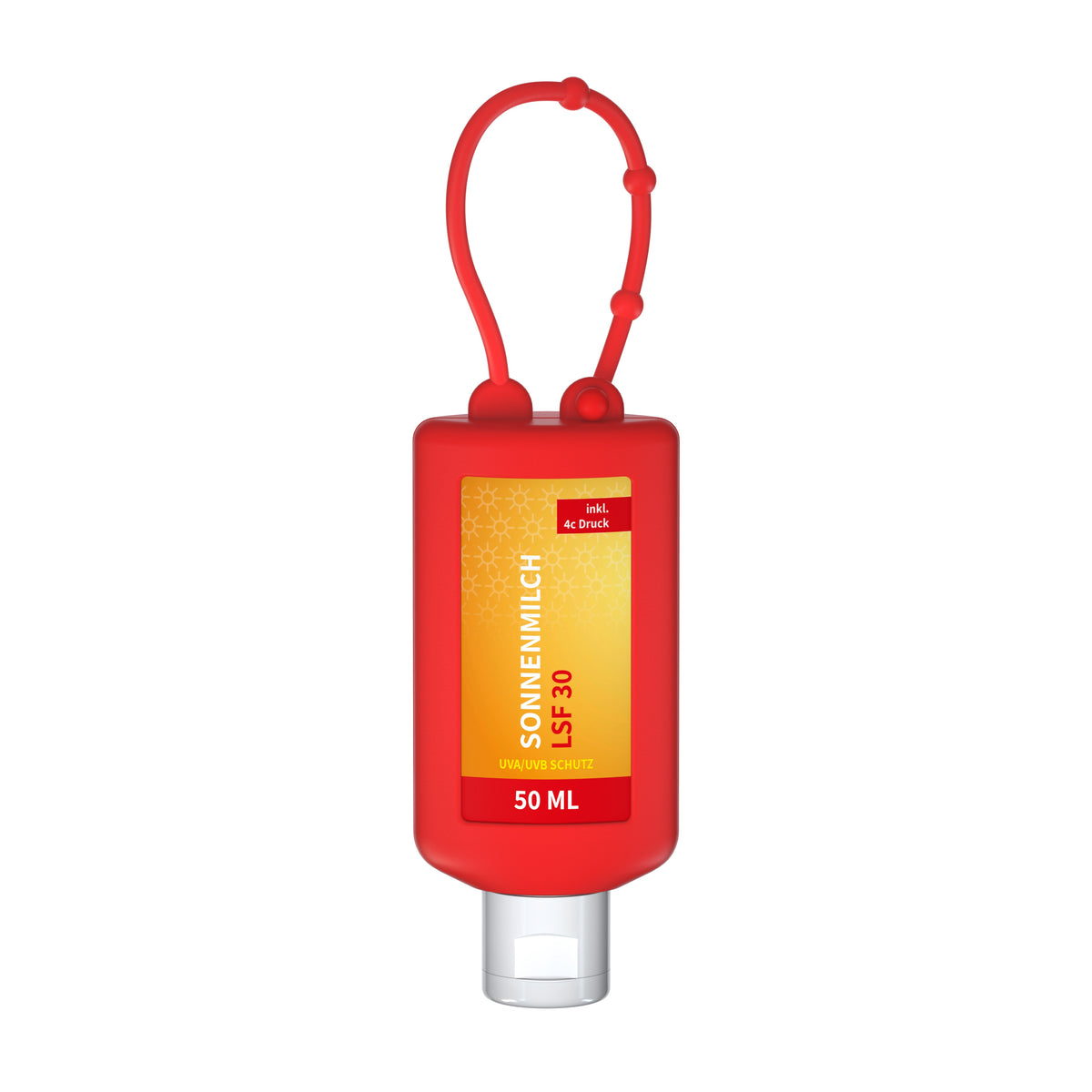 Sonnenmilch LSF 30 50 ml Anhängeflasche mit Silikonhülle
