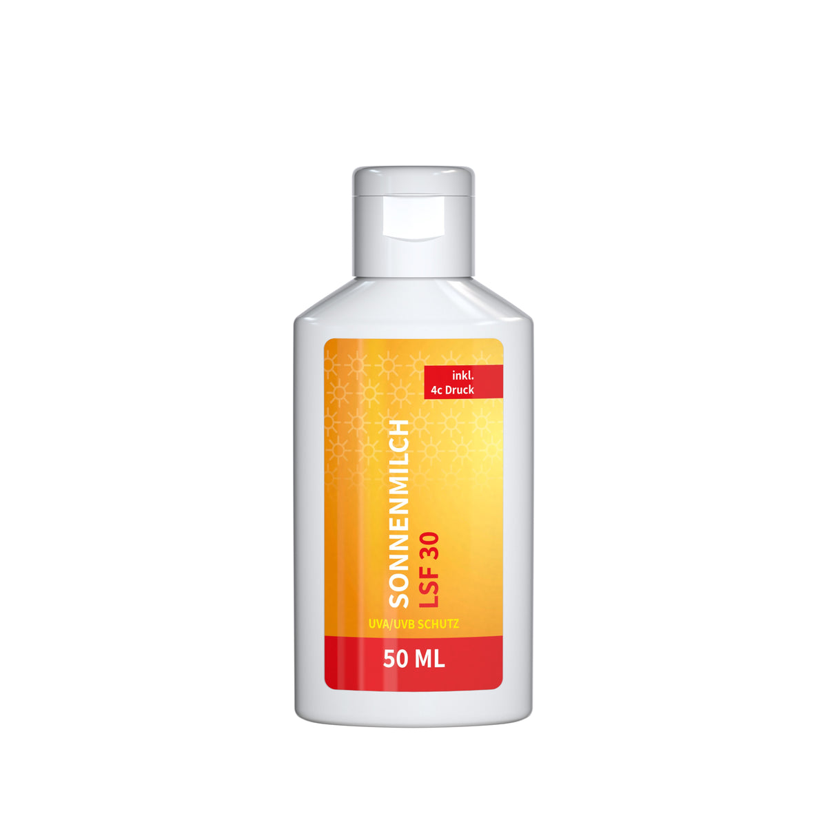 Sonnenmilch LSF 30 50 ml Flasche mit Etikett rundum