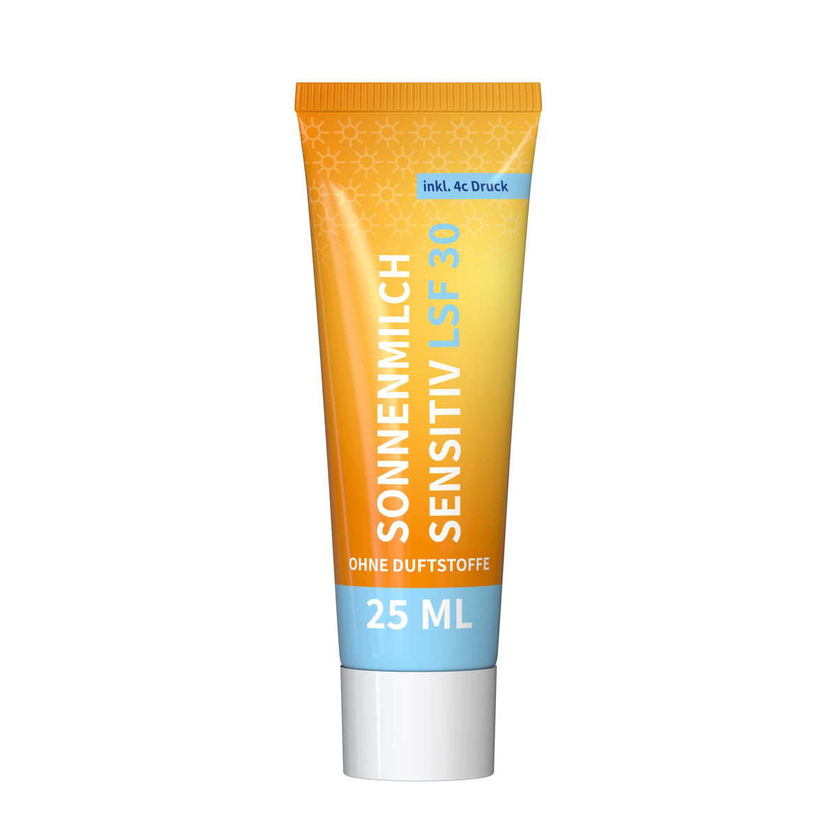 Sonnenmilch sensitiv LSF 30 25 ml Tube vollflächig bedruckt