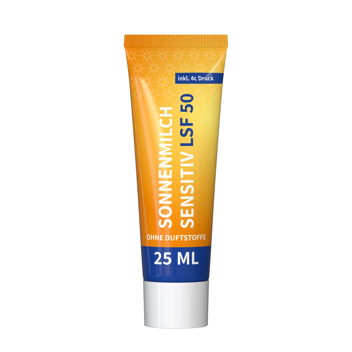 Sonnenmilch sensitiv LSF 50 25 ml Tube vollflächig bedruckt