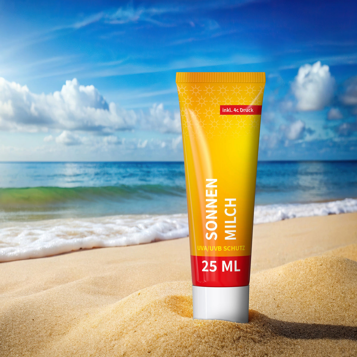 Sonnenmilch sensitiv LSF 50 25 ml Tube vollflächig bedruckt