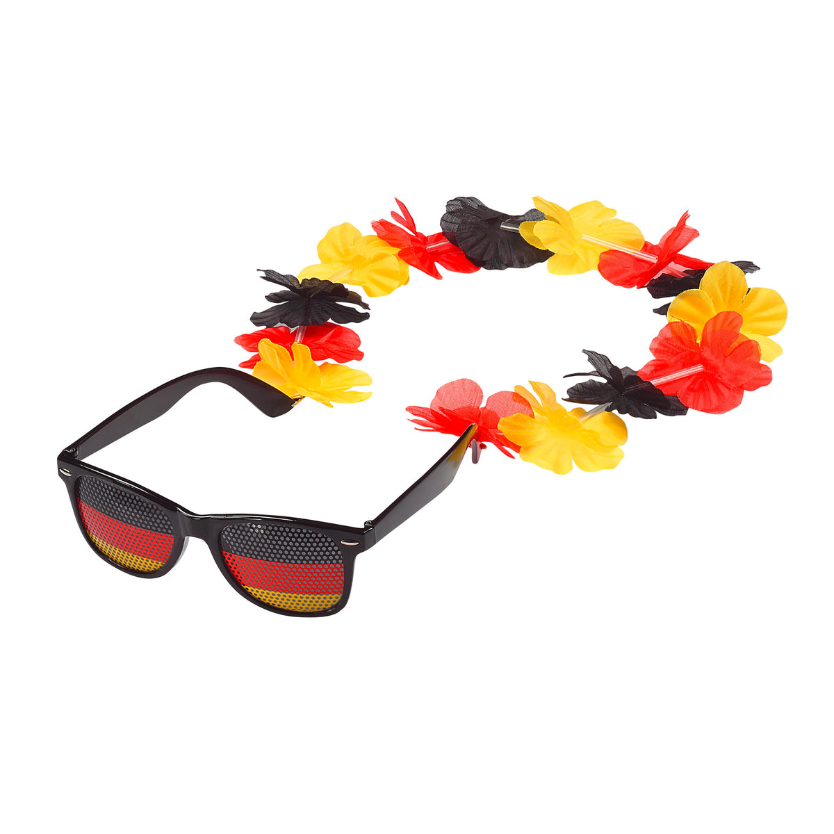 Spaßbrille „Germany“ mit Blumenkette – Deutschland Farben