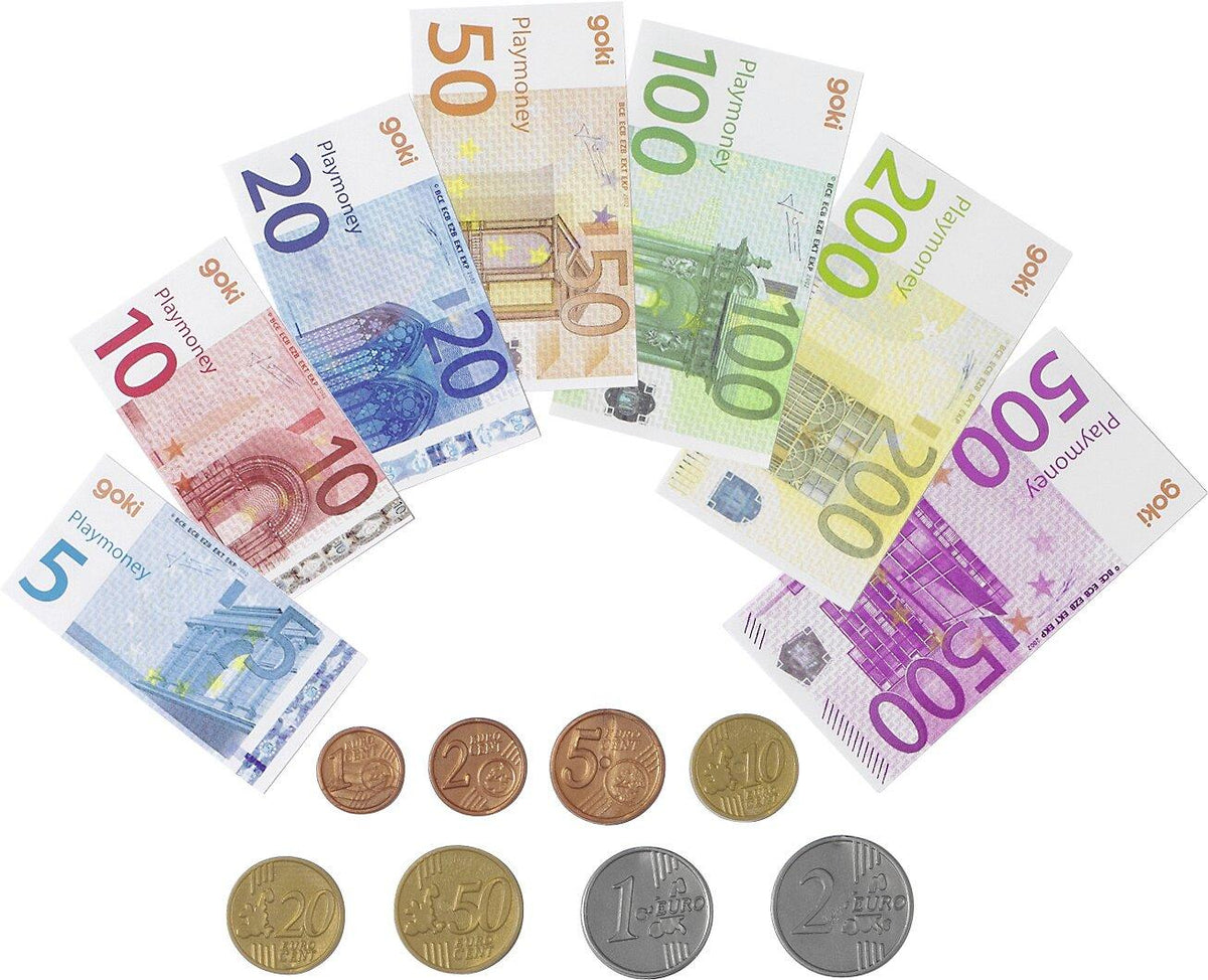 Spielgeld Set mit Scheinen und Münzen für Rollenspiele – Ansicht