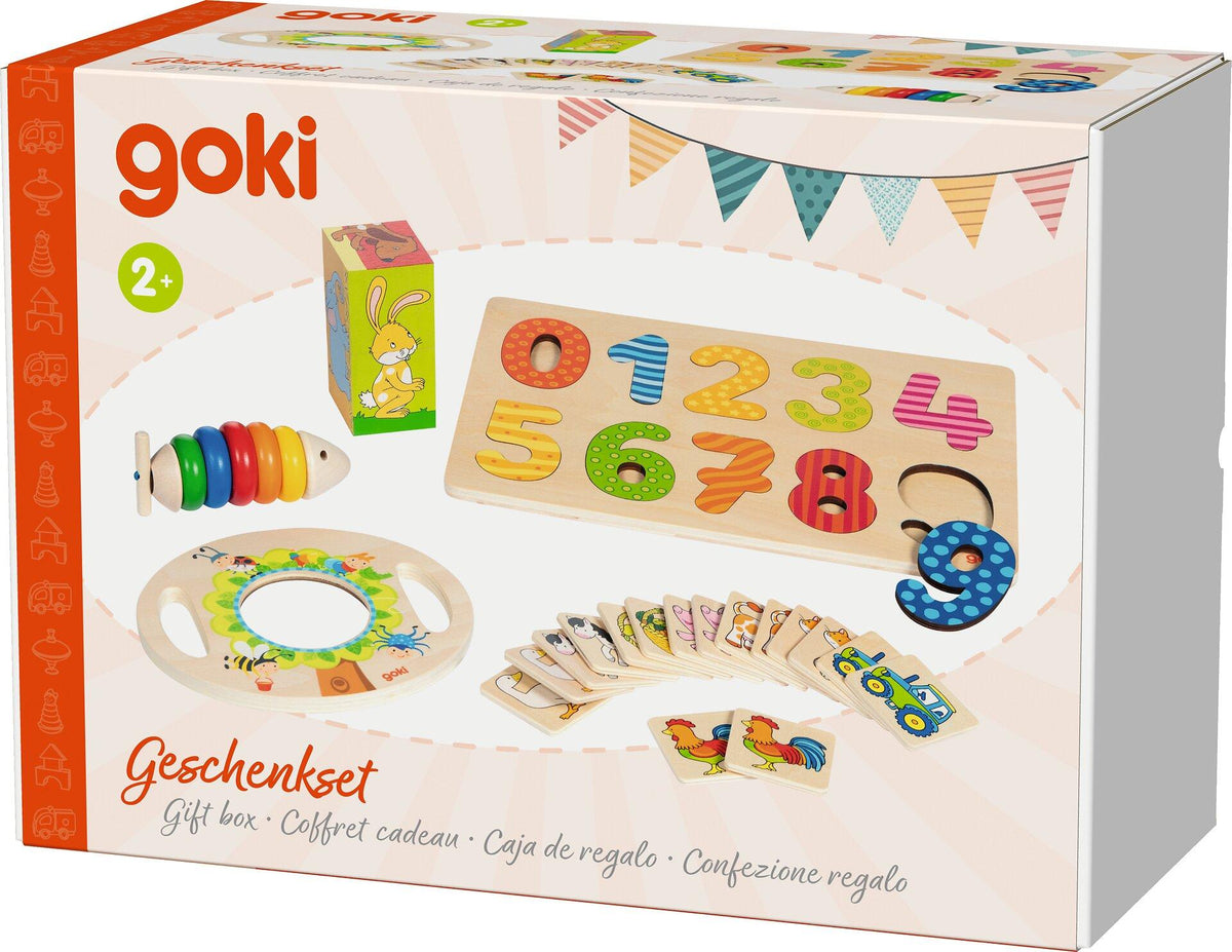 Spielzeug Set mit Zahlenpuzzle, Würfelpuzzle und Memo von goki – Detailansicht
