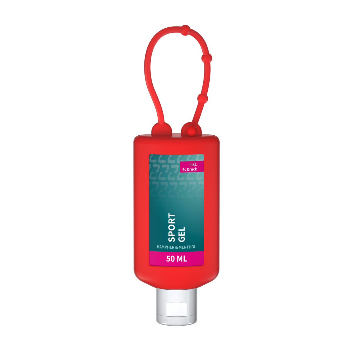 Sportgel 50 ml Flasche mit Silikonhülle zum Anhängen – Rot