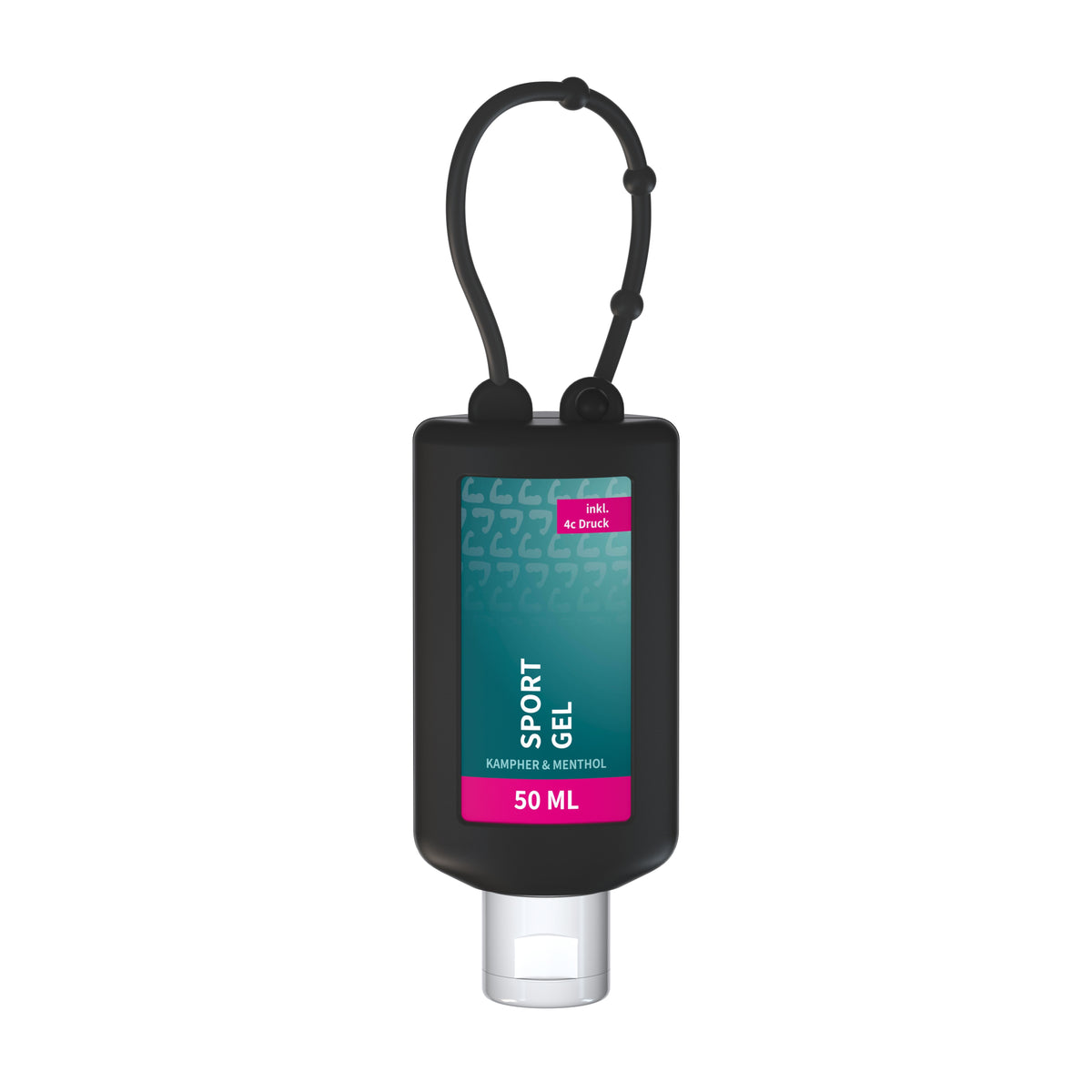 Sportgel 50 ml Flasche mit Silikonhülle zum Anhängen – Schwarz