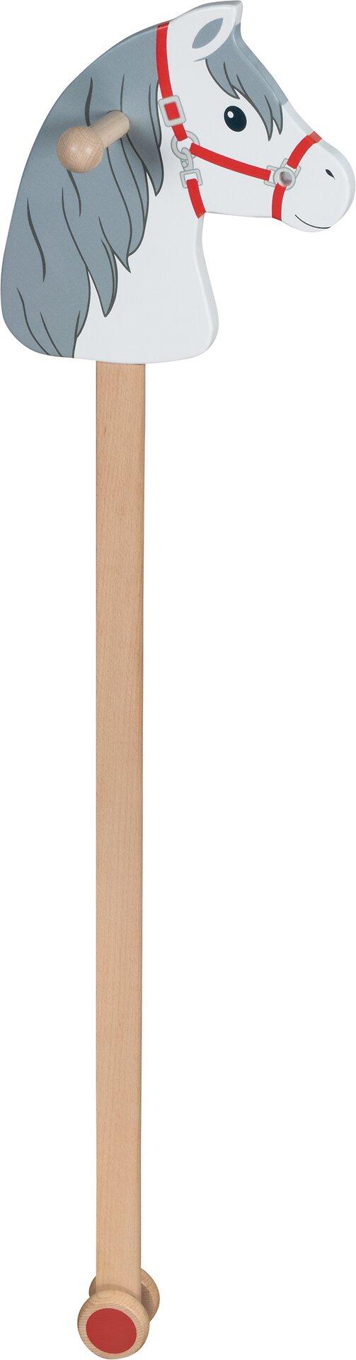 Steckenpferd Wölkchen aus Holz mit rotem Halfter – Ansicht