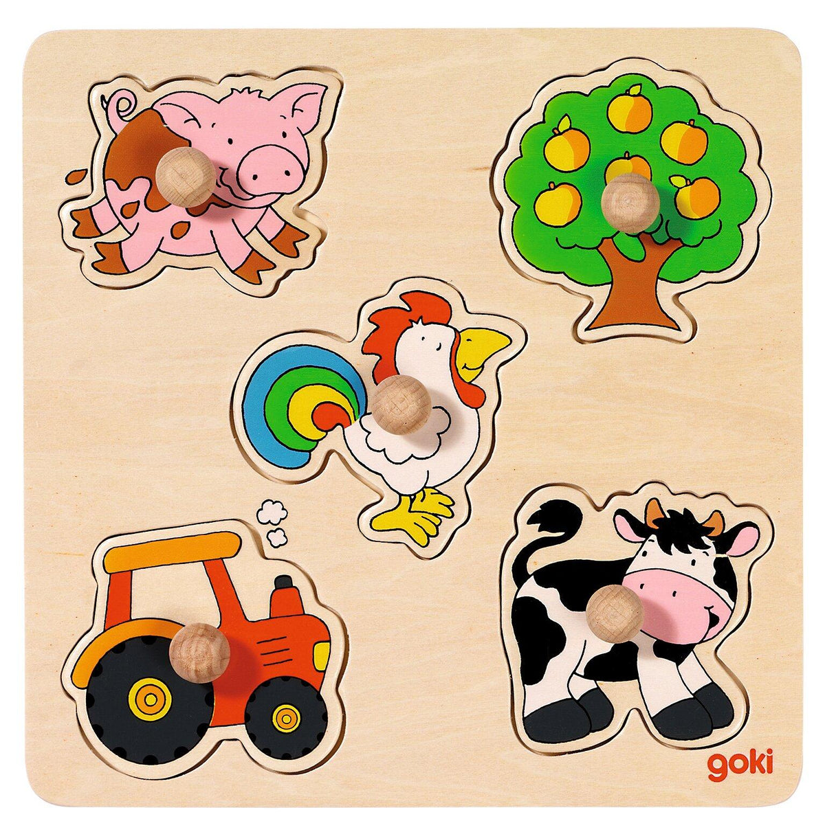 Steckpuzzle Auf dem Land mit fünf Motiven von goki – Ansicht