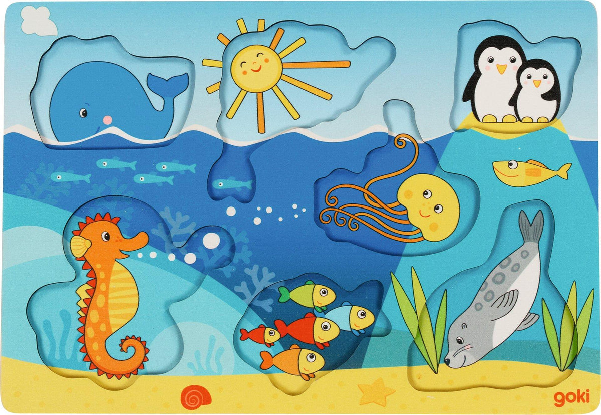 Steckpuzzle Meer mit Wal, Pinguinen und Seepferdchen von goki