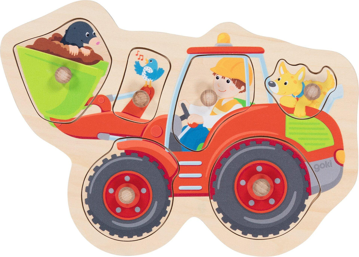 Steckpuzzle Schaufelbagger aus Holz mit sechs Teilen – weitere Ansicht
