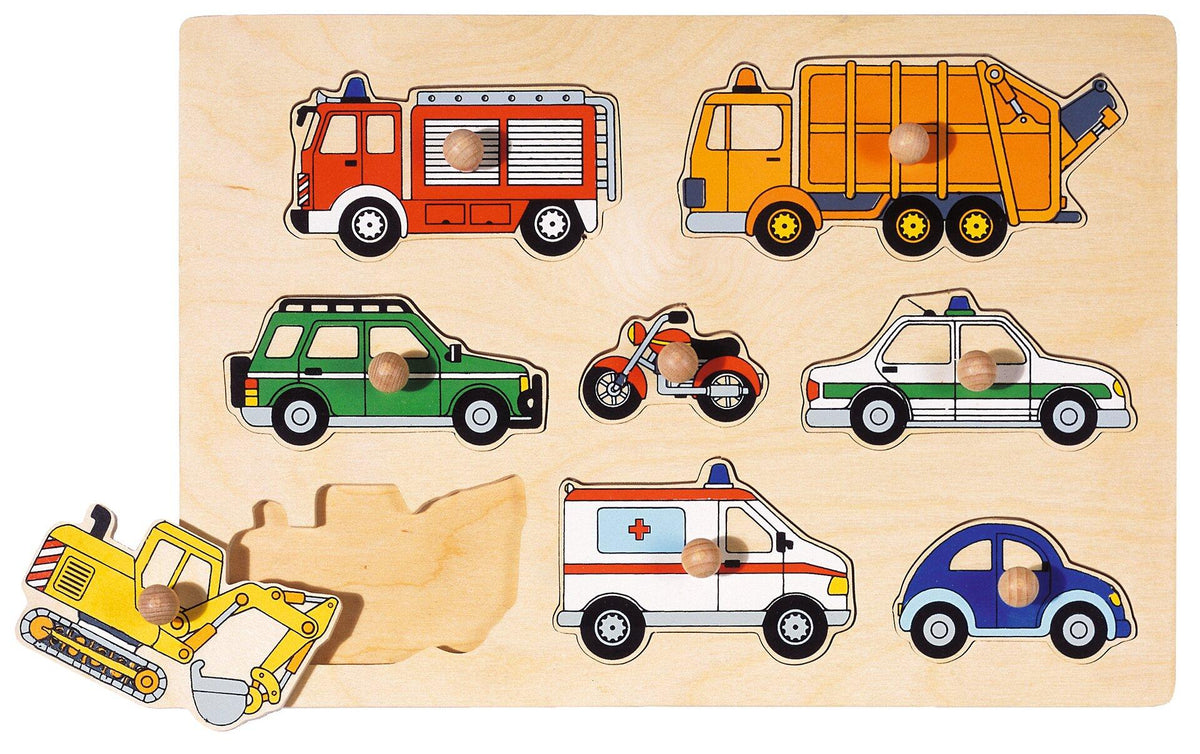 Steckpuzzle Verkehrsmittel mit Polizei und Krankenwagen