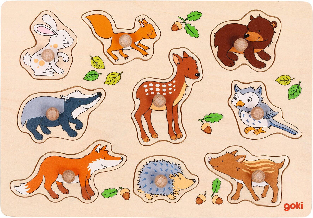 Steckpuzzle Waldtiere mit Fuchs, Igel und Eule von goki