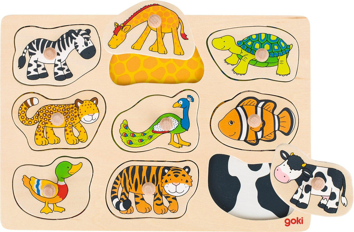 Steckpuzzle Was gehört zu wem mit Hintergrundbild