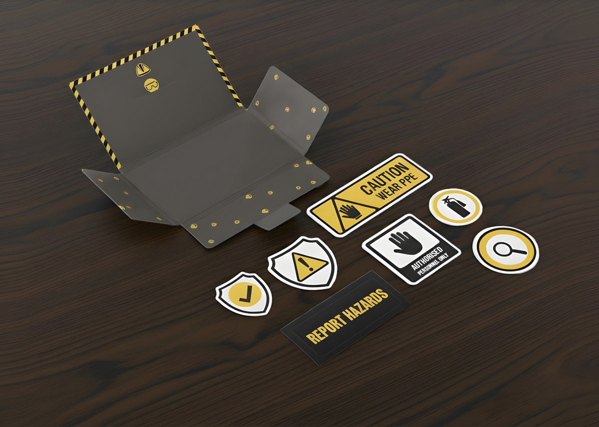 Stickerset mit 5 eigenen Motiven im Kartonmäppchen