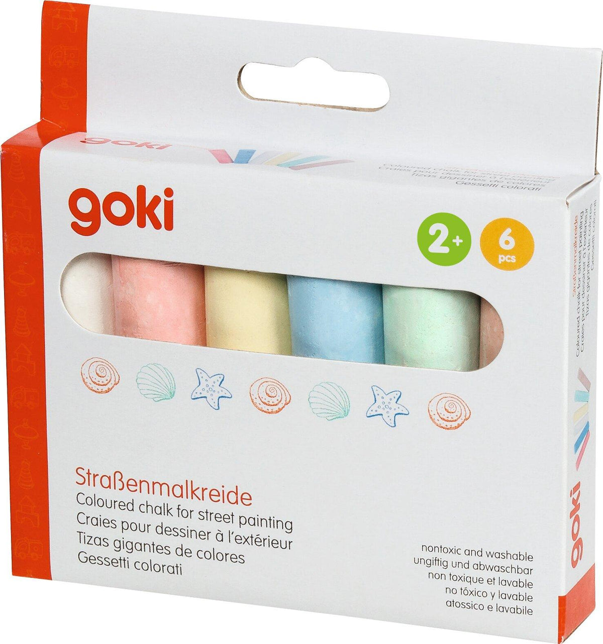 Straßenmalkreide 12er Pack mit je 6 Stück von goki – Seitenansicht