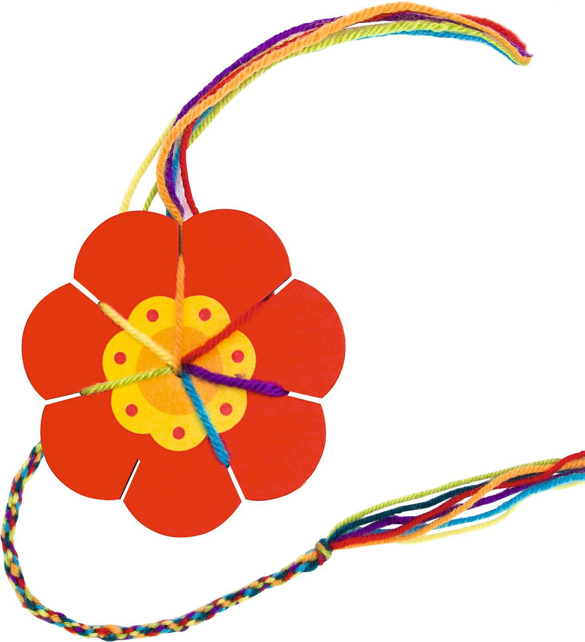 Strickklee und Strickblume aus Holz mit sieben Fäden – Gesamtansicht