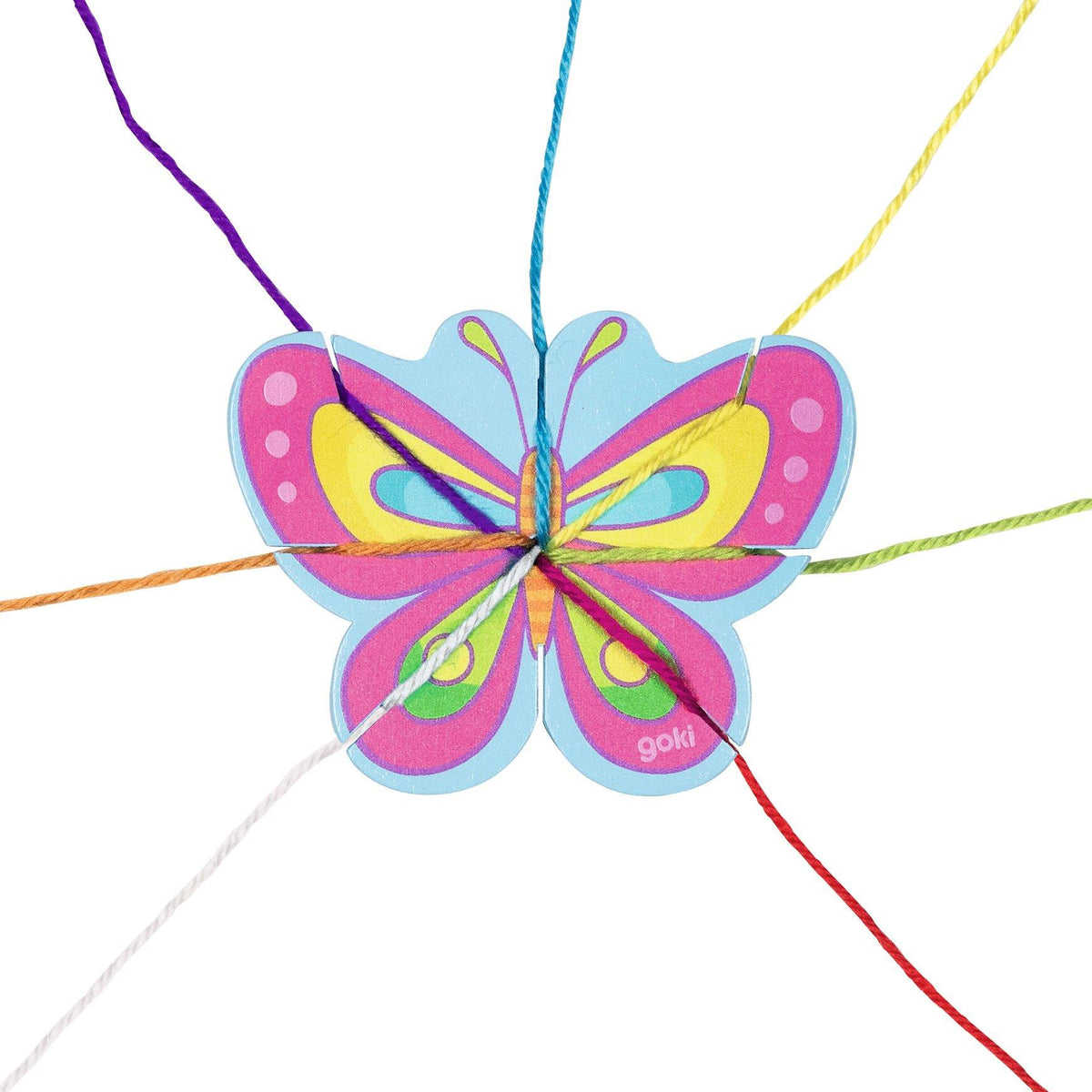 Strickschmetterling und Strickblume aus Holz und Wolle